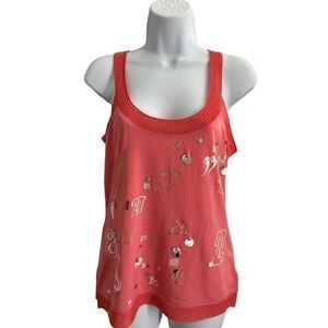 GATTINONI Maglie Tank Top Coral Color Beads Details Size M